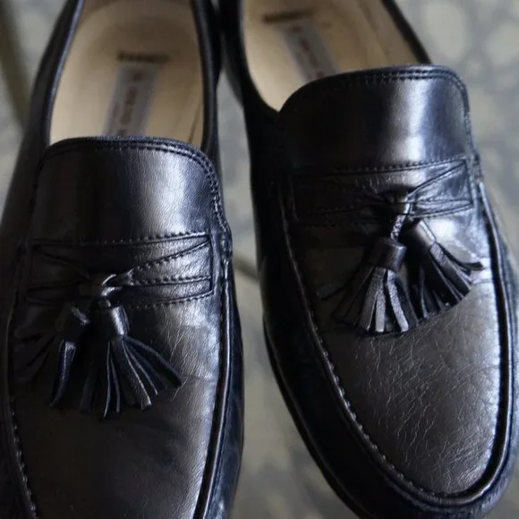 Bruno Magli Black Leather Slip on loafers men SZ 9 - Picture 10 of 10